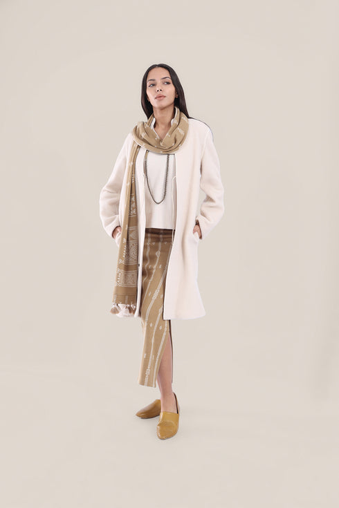 Short coat in furry wool blend